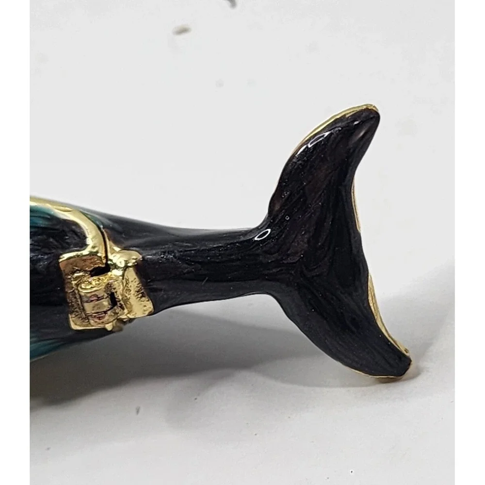 Art Form Objet d' Work of Art Dolphins PEDESTAL Jeweled Enamel Metal Trinket Box